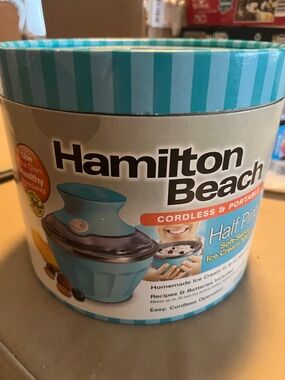 Hamilton Beach Portable Cordless Ice Cream Maker in Aqua Blue